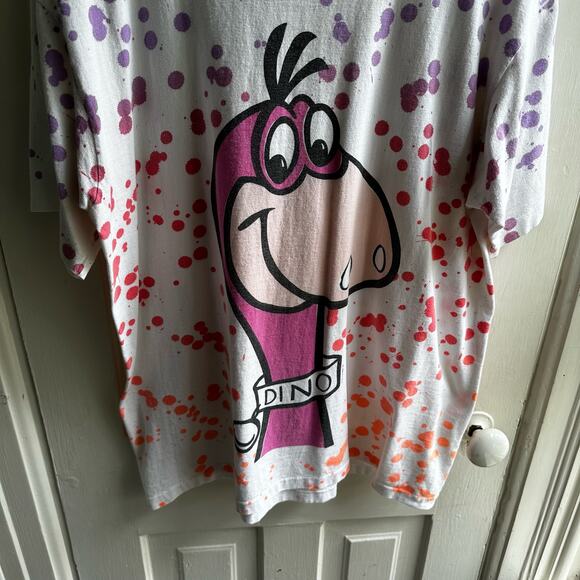 Vintage The Flintstones Dino Single Stitch Splatter Graphic Tee - Picture 3 of 7
